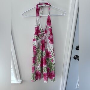 Tropical Floral Halter Swim Coverup